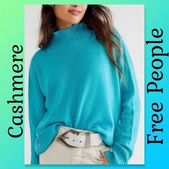 NWOT Free People Poppy Cashmere Turtleneck Sweater - Picture 1 of 9